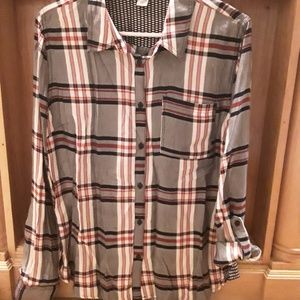 Ladies Christopher and Banks plaid blouse